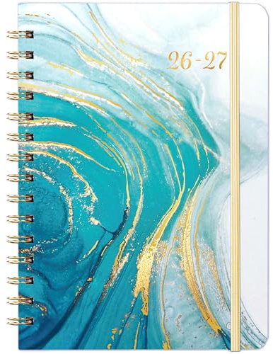 Schülerkalender 2026 - A5 Terminplaner 2026 Wochenansicht, Doppeldrahtbindung, Blau, 21,5 x 15,5 x 1,5 cm