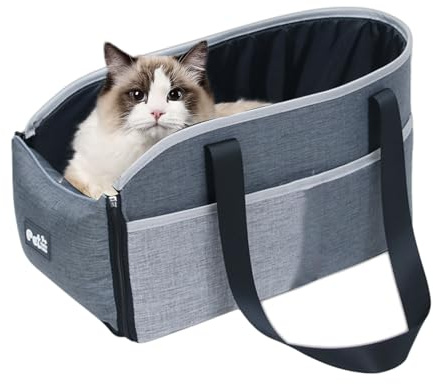 Hunde-Konsolensitz – Auto-Transportbox Für Kleine Haustiere, Mittelkonsolensitz | Hundehütte Mit Abnehmbarem Kissen Und Kuscheligem Innenfutter, Ganzjahres-, Sicheres Reisebett Für Wohnung, Woh