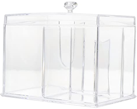 CALLARON Acrylic Transparent Desktop Lipstick Storage Box with Lid Makeup Organizer for Cosmetic Holders and Cotton Pads Multi Compartment Vanity Storage for Women