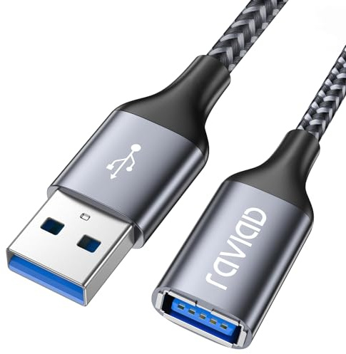 RAVIAD USB 3.0 Extension Cable 2M, USBA Male to A Female Cable USB Extension Lead High Speed 5Gbps Data Transfer Compatible for Printer, Scanner, Camera, Keyboard, Card Reader, Hard Drive, USB Disk