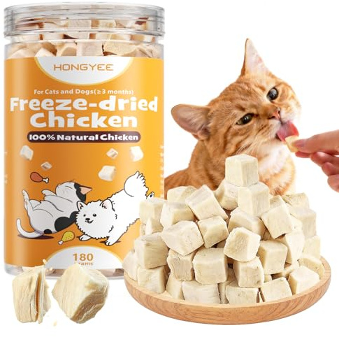 180 g di snack di pollo essiccati per animali domestici, snack per gatti, puramente naturali e ricchi di proteine, adatti per cani e gatti
