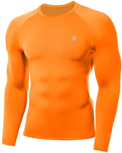 Roadbox Men's Compression Top, Long Sleeve Running Base Layer, Quick-Drying | Lightweight, breathable, moisture-wicking, 4-way stretch, soft-touch fabric, gym, cycling, football, BJJ, travel, rugby, yoga