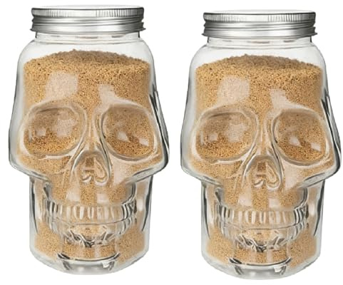 2 Stück Totenkopf-Aufbewahrungsgläser, Gruselige Totenkopf-Gewürzgläser Mit Deckel, Nachfüllbarer Gewürzbehälter Oder Getränkeflasche, Leere Salzgläser Für Küche, Zuhause, Backen, Camping, Picknick
