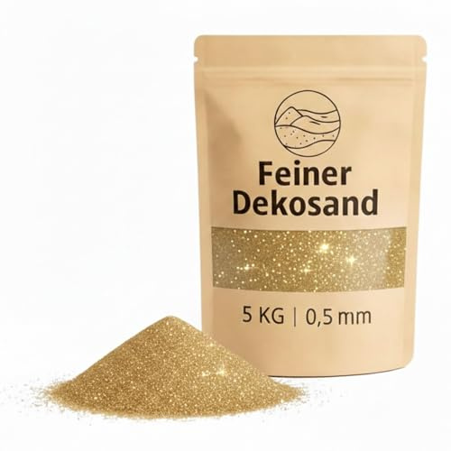 Deko-Sand gold als farbige Streudeko - 5 kg kleine Deko-Steine Ø 0,5 mm für Gläser, Vasen