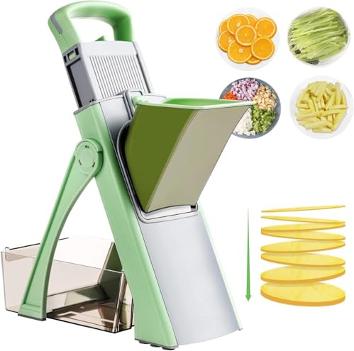 Upgrade Safe Mandoline Slicer Plus, 6-in-1 Vegetable Chopper Potato Slicer, Multi-Function Food Chopper Kitchen Gadget