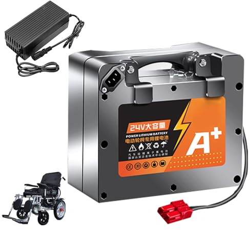 HJGHY 24V,20Ah, 24 Volt Electric Wheelchair Lithium Battery Pack 24V 10Ah 12Ah 15Ah 20Ah Rechargeable Lithium Iron Phosphate Battery with Charger for Mobility Scooter Motor