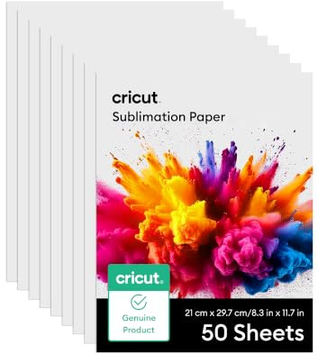 Cricut Sublimation Printer Paper, A4, for Full Colour Heat Transfer Projects, Compatible with Cricut Heat Press - Pack of 50