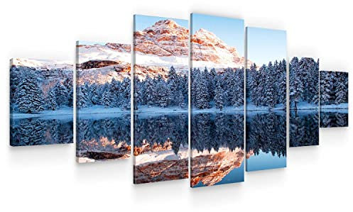 Startonight Grand Format Art Encadré Montagnes De Glace, Impression De Photos Sur Toile XXL Imprimée Tableau Motif Moderne Déco d'Art 7 pieces Tendu Sur Chassis 100 x 240 cm