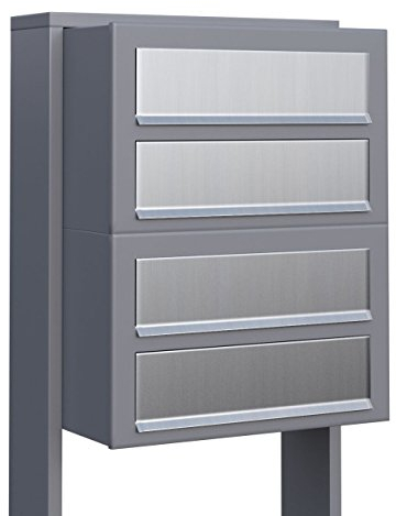 Briefkastenanlage, Design Briefkasten Cube for Four Grau Metallic/Edelstahl - Bravios