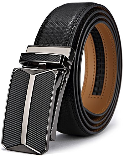 BULLIANT Gürtel Herren, Gürtel Ratsche Ledergürtel Automatikschließe für Herren Anzug Business Kleidung,Breit 35mm,Größe Angepasst(Schwarz-135cm/40-46 taille verstellbar)
