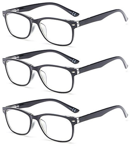 Suertree 3 Pack Lunettes de Lecture Anti-lumière Bleue, Lunettes de Pour Ordinateur Bloquant la Lumière Bleue Lecture pour Femmes Hommes de Lunettes 2.5