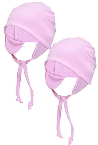 TupTam Baby Erstlingsmütze mit Ohrenklappen 2er Pack, Farbe: Rosa, Größe: 50-56