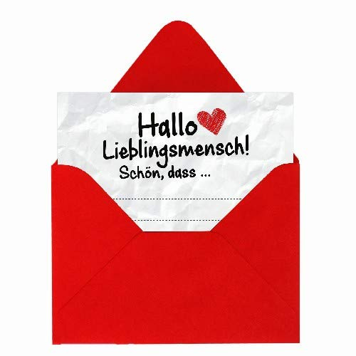 3 Stück Lieblingsmensch-Karten mit rotem Umschlag zum selber ausfüllen - der Liebesbeweis zu Weihnachten, Geburtstag oder Valentinstag