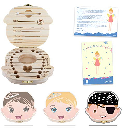 ZWEN MILCHZAHNBOX 3.0 (Prinzessin & Pirat farbig) + süßer Zahnfeebrief I GRATIS E-Book I Milchzahndose für Mädchen & Jungen (Pirat)