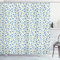 ABAKUHAUS Fleur Rideau de Douche, Old Vintage Fleurs, Tissu Ensemble de Décor de Salle de Bain avec Crochets, 175 cm x 180 cm, Bébé Bleu Vert Blanc