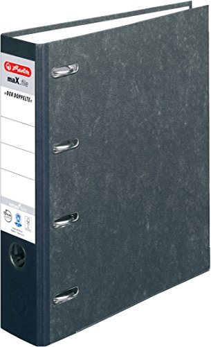 Herlitz Doppelordner maX.File Nature Twin, A4, 7 cm Rückenbreite, 2 x A5 quer, schwarz (9, Pappe)