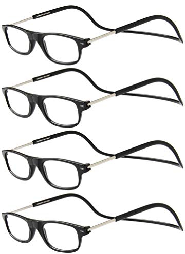TBOC Pack: Lesebrille Lesehilfe für Herren Damen - [Pack 4 Einheiten] Dioptrien +3.50 Schwarz Fassung Stärke PC Handy Faltbar Frau Mann Magnetverschluss Clip Alterssichtigkeit Presbyopie