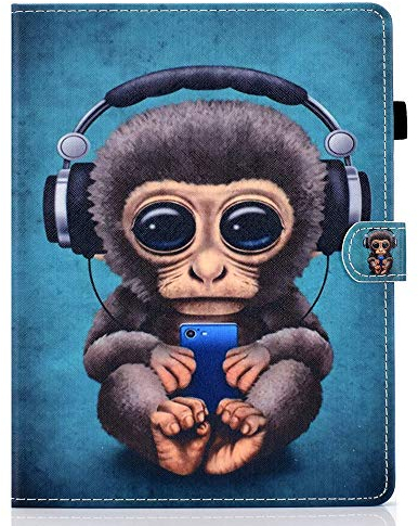 WDSUN Case for 9 to 10.5 Inch Tablet, Folio Protective Cover for YOTOPT 10.1 Inch, Huawei MediaPad T3 T5 10, Samsung Tab A 10.1/Tab E 9.6, Asus ZenPad 10, Lenovo TB-X103F, Monkey