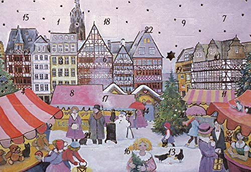 Adventskalenderkarte Frankfurt/Main Nostalgie Weihnachten Grußkarten Goldprägung Kunstkarte Weihnachtsgruß