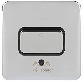 Schneider Electric Lisse Screwless Deco - Single Fan Isolator Switch, 3 Pole, 10 A, GGBL1013BPC, Polished Chrome with Black Insert