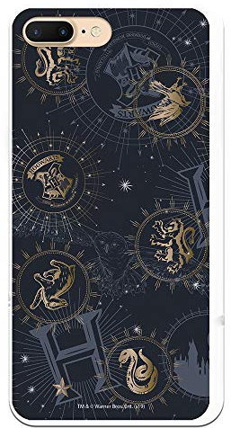 Funda para iPhone 7 Plus - iPhone 8 Plus Oficial de Harry Potter Insignias Constelaciones para Proteger tu móvil. Carcasa para Apple de Silicona Flexible con Licencia Oficial de Harry Potter.