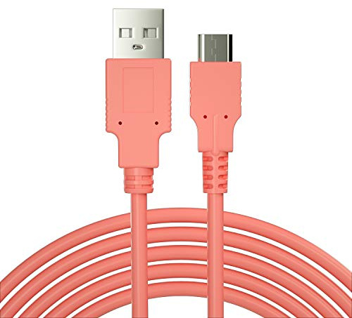 Charger Compatible with Nintendo Switch, Charging Cable Compatible with Nintendo Switch, Charger Cable Compatible with Nintendo Switch Pro Controllers - Coral (4.92ft)