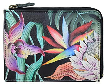 Anuschka Damen Key Zip Case RFID-Schlüsseletui mit Reißverschluss, Island Escape Schwarz