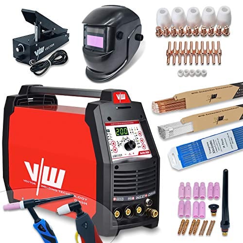 WIG Profi Schweißgerät DC 200 A - SET- Elektrodenschweißfunktion - Kombigerät Plasmaschneider 50 A - Pulsfunktion - Stroman- & Abstieg - Inverter - Berlin 2400 - VECTOR WELDING