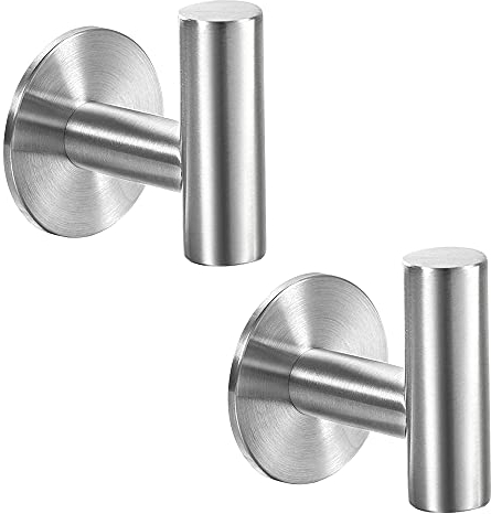 Vuzvuv Handtuchhaken Ohne Bohren Siber Garderobenhaken Edelstahl SUS304 Wandhaken Garderobe Haken Selbstklebend Kleiderhaken für Küche,Badezimmer,Büro,2 Stück