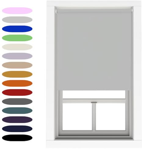 Grey Blackout Roller Blind Metal Fittings Trimmable UV Protection Thermal Properties Premium Fabric Home Office Bedroom Kids Room Child Safe Easy Fit Grey 150cm Width x 160cm Drop