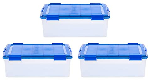 IRIS USA 3Pack 41qt WEATHERPRO Airtight Plastic Storage Bin with Lid and Seal and Secure Latching Buckles