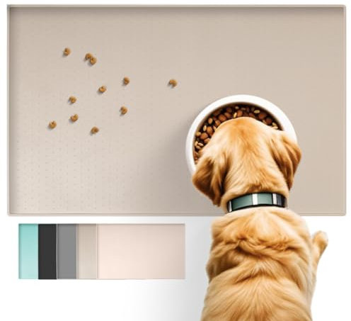 Conlun Hunde Futtermatte Katzen Futtermatte, Rutschfestes Design, 100% wasserdichte Haustierfutter Matte, erhöhter Rand,um EIN Auslaufen von Wasser oder Lebensmitteln zu vermeiden, spülmaschinenfest