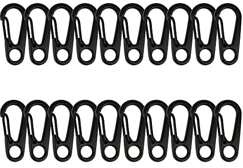 Temlum Aluminium Karabinerhaken, 3,3 cm Mini Karabiner Set, Karabinerhaken mit Schnapp Verschluss, Schlüsselanhänger Haken für Camping, Reisen, Wandern (Schwarz, 20 Stück)