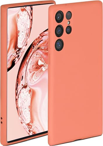 ONEFLOW Coque de protection souple pour Samsung Galaxy S22 Ultra - En silicone avec protection de l'appareil photo - Protection surélevée pour l'écran - Corail