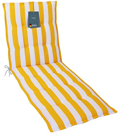 LILENO HOME Coussin, 1 pièce, à rayures jaunes, pour chaise longue de jardin et de plage, rembourré, 188 x 60 x 5 cm
