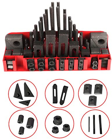 58Pc T-Slot Clamping Kit Mill Machinist Set Table Slots Studs 1/2 inch Clamp Kit Set for Milling Machine with Storage box