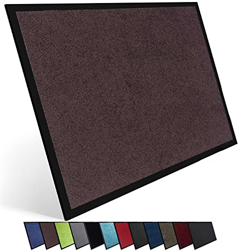 Entrando Fußmatte 90x120 cm waschbar & wetterfest – Flacher Schmutzfänger für Innen & Außen – robuster Teppich für Haustür, Flur, Wintergarten, Nebenräume (Braun)