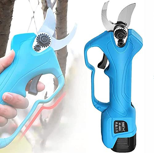 JIADUOFU Tijera de Podar Electrica Bateria Profesional 28mm, Progresivo Tijeras Podar Electricas con 2 Batería para Jardinería Olivos Árboles Frutales Viñedo,Twoelectricityandonecharge