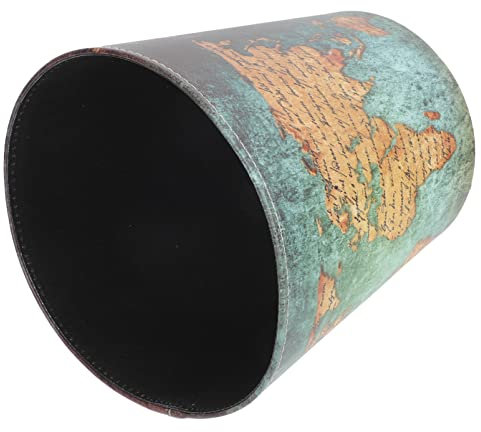 Cabilock 1 Pc Bote De Basura Mapa Dispensador De Basura Cubos De Basura Antiguos Papelera De Baño Papelera Antigua Bote De Basura Británico Cesta De Almacenamiento Oficina Escritorio Cuero