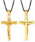 U7 Faith Catholic Necklace Cross Pendant Gold Plated Jesus Jewellery For Men Women Leather Cord