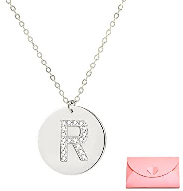 Damen-Halskette mit Initialen-Buchstaben, mit schöner Geschenkbox, Edelstahl-Anhänger mit Buchstaben-Anhänger, billiger Umschlag mit origineller Nachricht, standard, Edelstahl, Nicht zutreffend