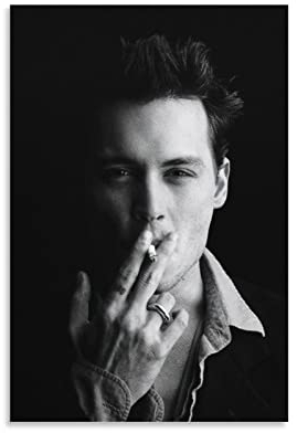 NANXIANG Johnny Depp Schwarz und Weiß Kunstposter Wandkunst Bild Malerei Poster Leinwand Druck Poster Kunstwerk