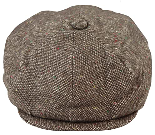 TruClothing.com 8 Bahnen Baker Boy Mütze Shelby Hut Wolle Vintage Tweed Braun Grau Razor - braun L-XL