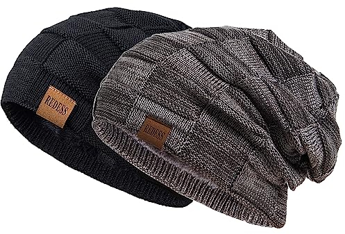 REDESS Beanie Mütze für Herren und Damen Winter Warme Mützen Stricken Slouchy Thick Skull Cap…