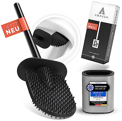 Abrush Klobürste Silikon mit SOFTGUMMI-Bürstenkopf [Ultra hygienisch] - Flache Silikon Klobürste - Toilettenbürste Silikon WC Bürste Flexible Toilettenbürste aus Silikon