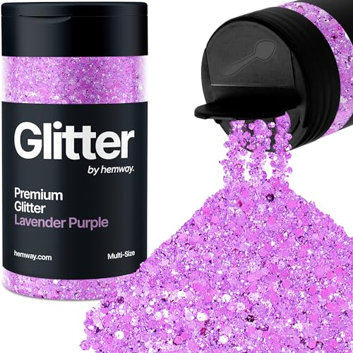 Hemway Premium Glitter Shaker - Lavender Purple | 120g Multi Size Metallic Flake Sequins for Resin & Epoxy Crafts | Craft Supplies for Tumblers, Festival, Hair, Face, Body, Eye & Nail Art