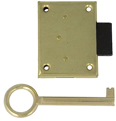 Amig - Serrure Encastrée pour Meuble | Entrée à 20 mm | Livrée avec Clé à Gorge | Système de Fermeture pour Tables, Armoires et Petits Meubles | Laiton Doré Mat