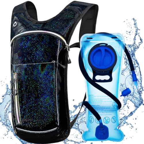 SOIOMES Trinkrucksack, Wasserrucksack mit 2L Trinkblase, Rave Rucksack Hydration Pack, Festival Essential für Raves, Wandern, Radfahren, Klettern, Laufen, Outdoor, Camping und mehr