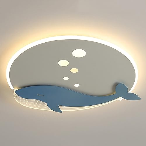 FAZRPIP LED-Deckenleuchte mit Fernbedienung, dimmbar, Cartoon-Deckenleuchte für Kinder, Delphin-LED-Lampe, Jungen-Schlafzimmer, dekorative Beleuchtung, 40 W, Unterputz-Deckenleuchte