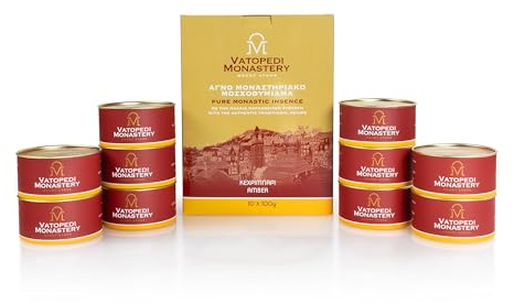 Reine Kloster-Weihrauch vom Berg Athos mit authentischem traditionellem Rezept, 10 x 100 g (Bernstein)